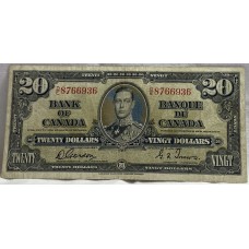 CANADA 1937 . TWENTY 20 DOLLARS BANKNOTE